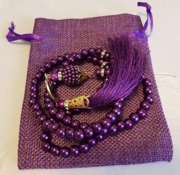 Gebetskette mit Baumwollsäckchen lila (10 St.)