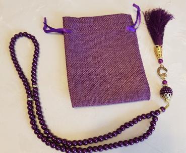 Gebetskette mit Baumwollsäckchen lila (10 St.)
