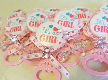 Gastgeschenk Babyrassel rosa (10St.)