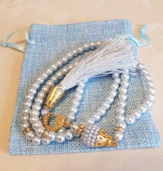 Gebetskette mit Baumwollsäckchen blau