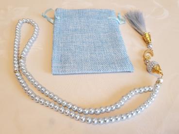 Preview: Gebetskette mit Baumwollsäckchen blau