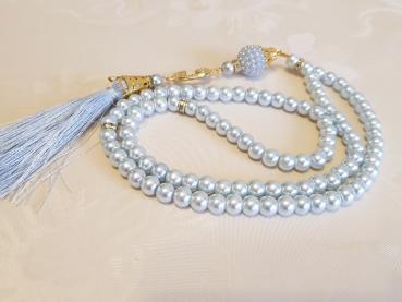 Preview: Gebetskette mit Baumwollsäckchen blau