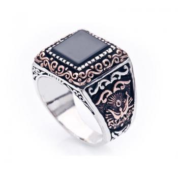 Herrenring 925´er echt Silber, "Osmanli", Verzierung in gold; Größe 65