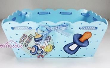Korb für Gastgeschenk Baby, blau