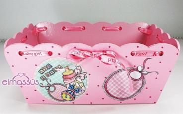 Korb für Gastgeschenke Baby, rosa