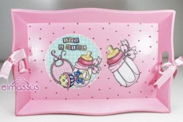 Tablett für Gastgeschenke Baby, rosa
