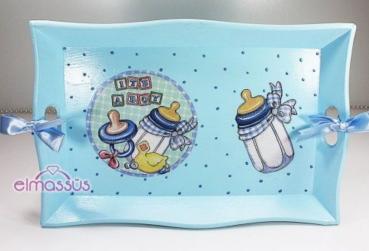 Tablett für Gastgeschenke Baby, blau