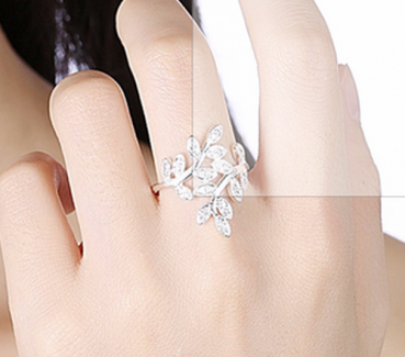 Silber Ring 925 mit Zirkonia / Blätter