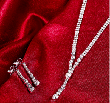 Wunderschöner Brautschmuck-Set mit Zirkonia/ versilbert