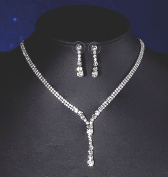 Preview: Wunderschöner Brautschmuck-Set mit Zirkonia/ versilbert