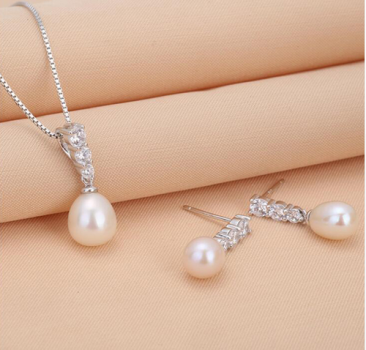 Brautschmuck-Set Süßwasserperle 925 Silber