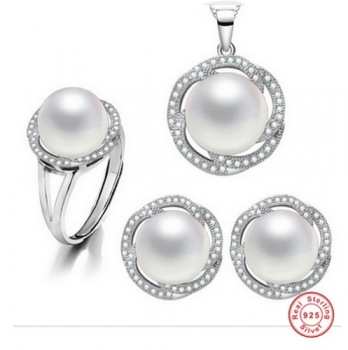 Brautschmuck-Set Süßwasserperle 925 Silber