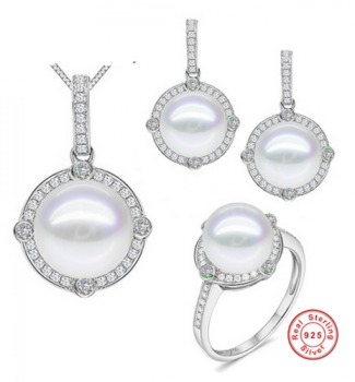 Brautschmuck-Set Süßwasserperle 925 Silber