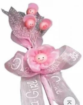 Gastgeschenk Dekoblume mit Gesicht/ rosa (10 St.)