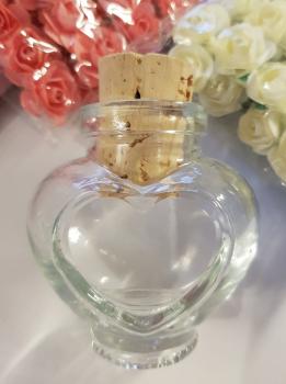 Glasflasche mit Korken Herz z. Befüllen (10 St.)